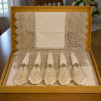  Luxury  Turkish linen round tablecloth 18-piece set presented in an elegant gift box with matching runner, napkins and napkin rings by Empire Lumina.